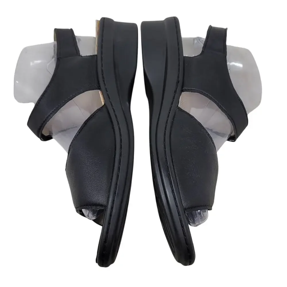 Fidelio Gilda G Black Soft Leather Adjustable Comfort Women's Sandals 41-10.5/11